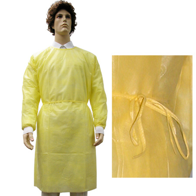 Cpe-sterile Wegwerfkleiderlanges Ärmel-Isolierungs-Kleid 16-45gsm für Krankenhaus u. Klinik