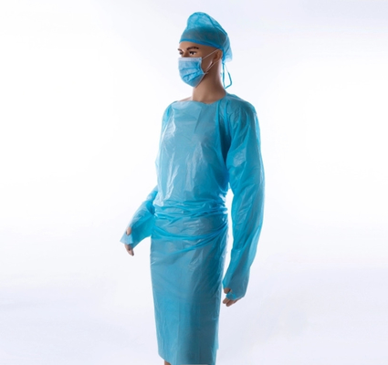 Blaues Wegwerf-CPE-Kleid, Plastikisolierungs-Kleider für Niveau 3 der medizinischen Verwendung